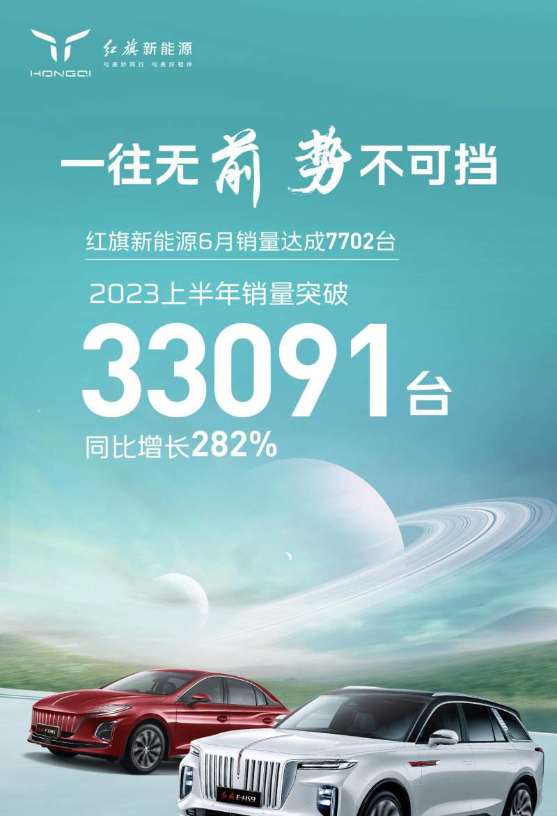 红旗新能源6月销售火爆，累计销量突破3.3万辆！