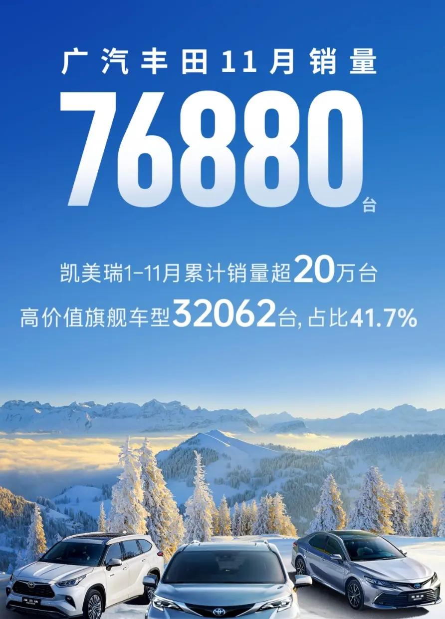 广汽丰田11月销售业绩强劲 累计销出凯美瑞超20万辆