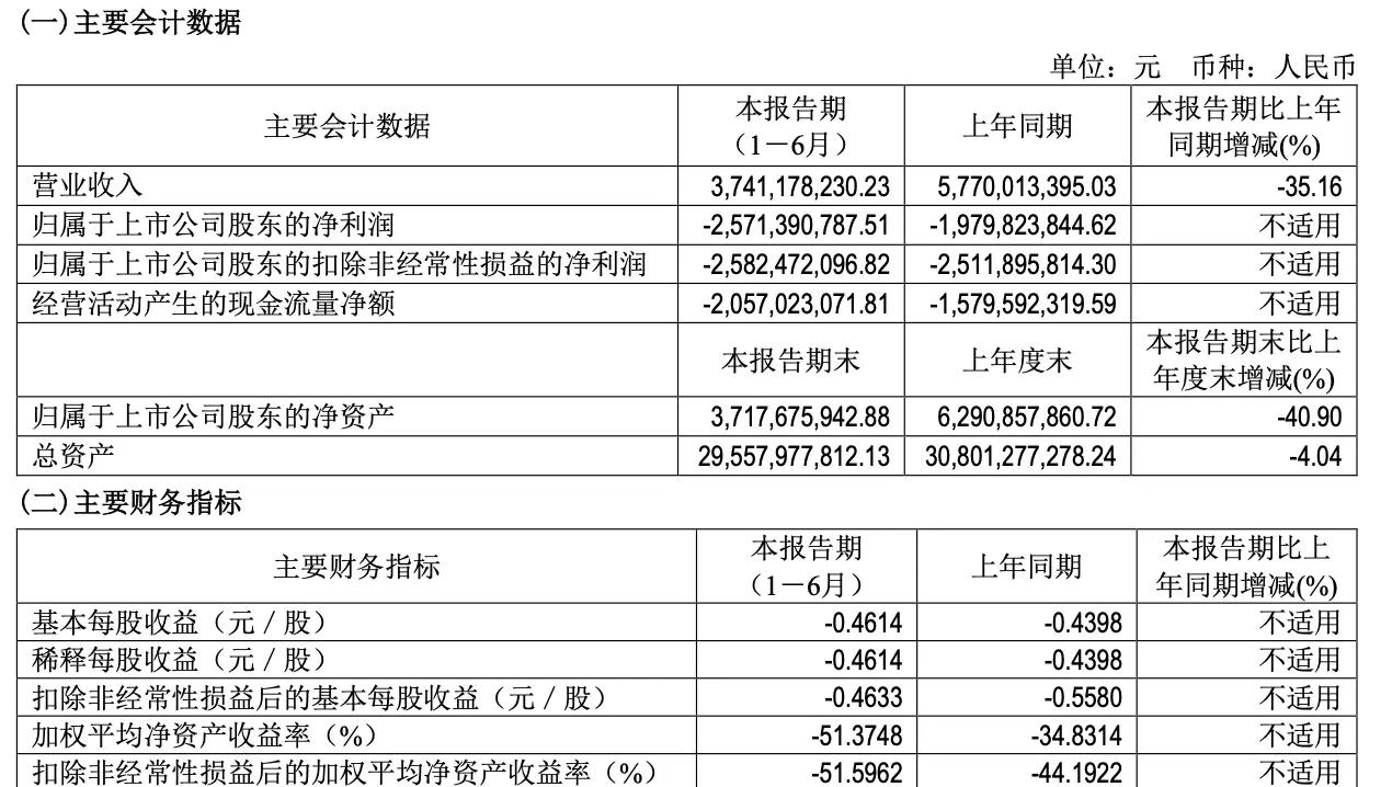 北汽蓝谷上半年销量大跌20%，净亏损超25亿元